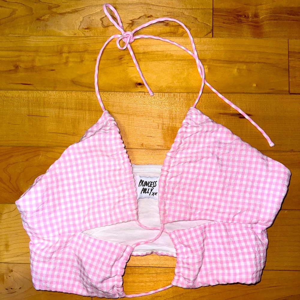 PRINCESS POLLY- pink and white gingham top, size 4